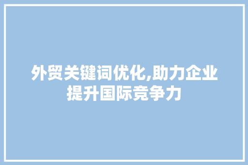 外贸关键词优化,助力企业提升国际竞争力