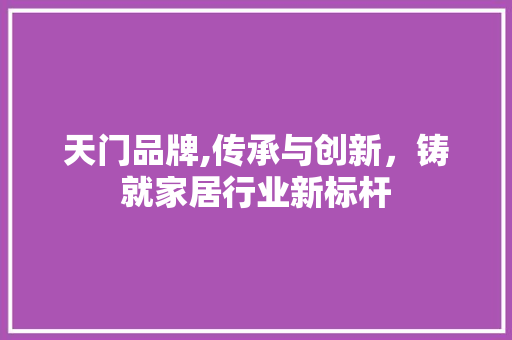 天门品牌,传承与创新，铸就家居行业新标杆  第1张