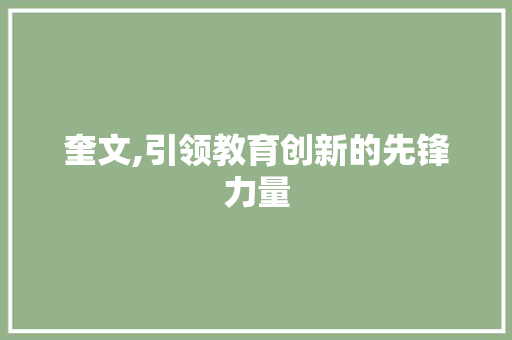 奎文,引领教育创新的先锋力量