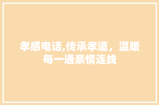 孝感电话,传承孝道，温暖每一通亲情连线