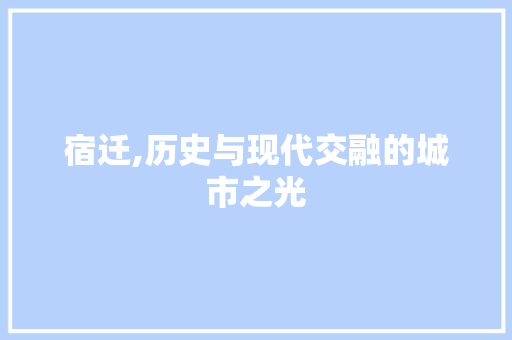 宿迁,历史与现代交融的城市之光
