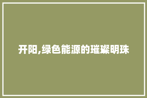 开阳,绿色能源的璀璨明珠