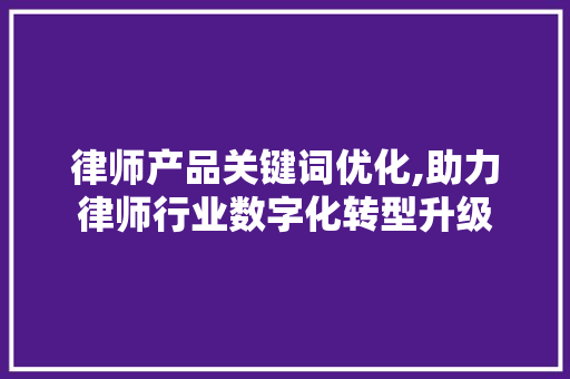 律师产品关键词优化,助力律师行业数字化转型升级