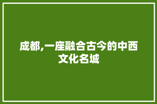 成都,一座融合古今的中西文化名城