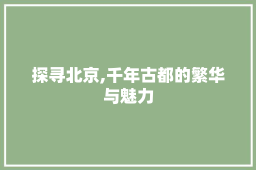 探寻北京,千年古都的繁华与魅力