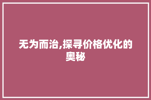 无为而治,探寻价格优化的奥秘  第1张