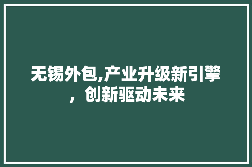 无锡外包,产业升级新引擎，创新驱动未来