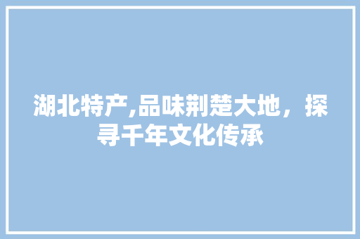 湖北特产,品味荆楚大地，探寻千年文化传承