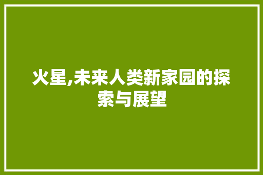 火星,未来人类新家园的探索与展望