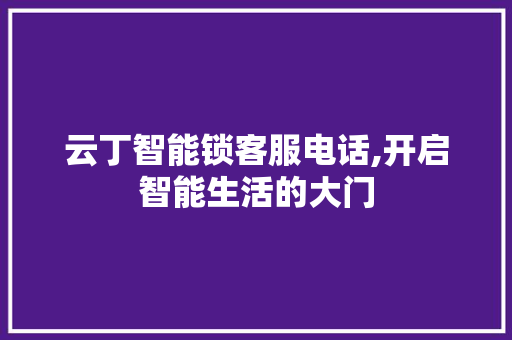 云丁智能锁客服电话,开启智能生活的大门