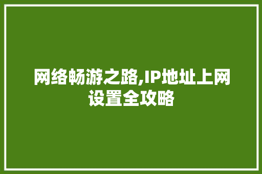 网络畅游之路,IP地址上网设置全攻略