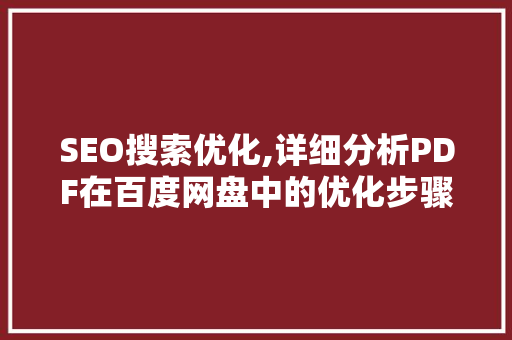 SEO搜索优化,详细分析PDF在百度网盘中的优化步骤