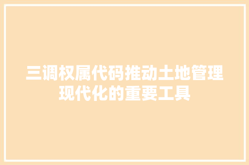 三调权属代码推动土地管理现代化的重要工具