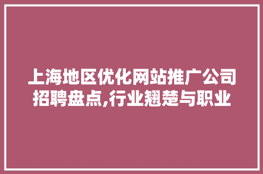 上海地区优化网站推广公司招聘盘点,行业翘楚与职业发展新机遇  第1张