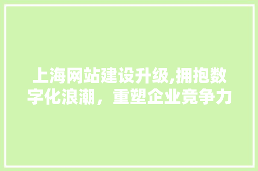 上海网站建设升级,拥抱数字化浪潮，重塑企业竞争力