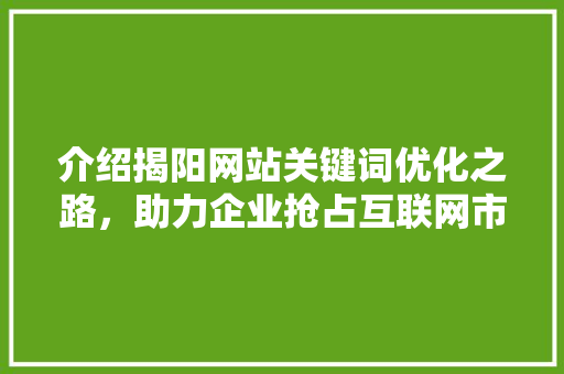 介绍揭阳网站关键词优化之路，助力企业抢占互联网市场制高点  第1张