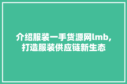 介绍服装一手货源网lmb,打造服装供应链新生态  第1张