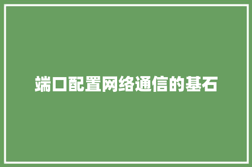 端口配置网络通信的基石