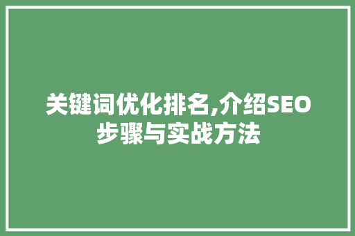 关键词优化排名,介绍SEO步骤与实战方法