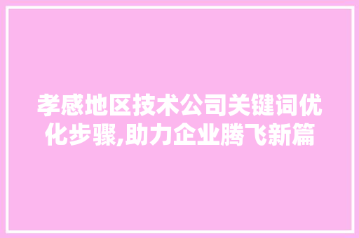 孝感地区技术公司关键词优化步骤,助力企业腾飞新篇章  第1张