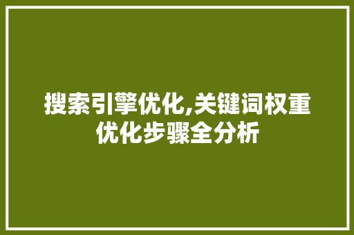 搜索引擎优化,关键词权重优化步骤全分析