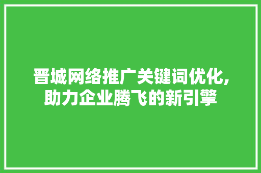 晋城网络推广关键词优化,助力企业腾飞的新引擎  第1张