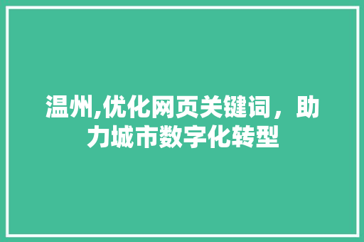 温州,优化网页关键词，助力城市数字化转型