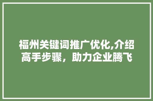 福州关键词推广优化,介绍高手步骤，助力企业腾飞