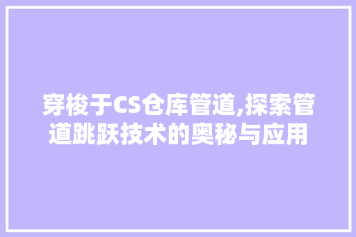 穿梭于CS仓库管道,探索管道跳跃技术的奥秘与应用