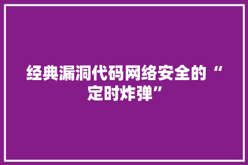 经典漏洞代码网络安全的“定时炸弹”