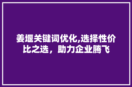 姜堰关键词优化,选择性价比之选，助力企业腾飞  第1张