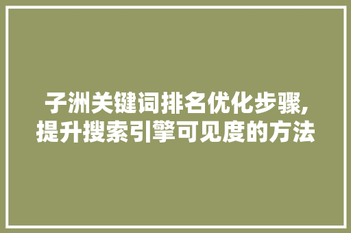 子洲关键词排名优化步骤,提升搜索引擎可见度的方法