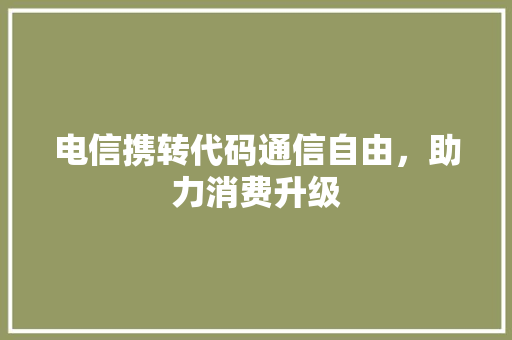 电信携转代码通信自由，助力消费升级