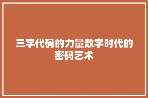 三字代码的力量数字时代的密码艺术