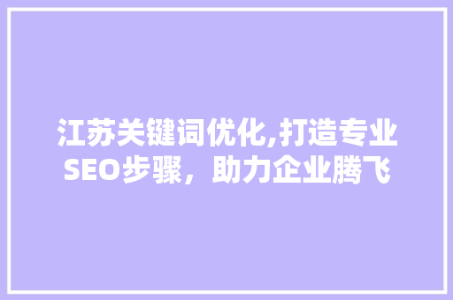 江苏关键词优化,打造专业SEO步骤，助力企业腾飞