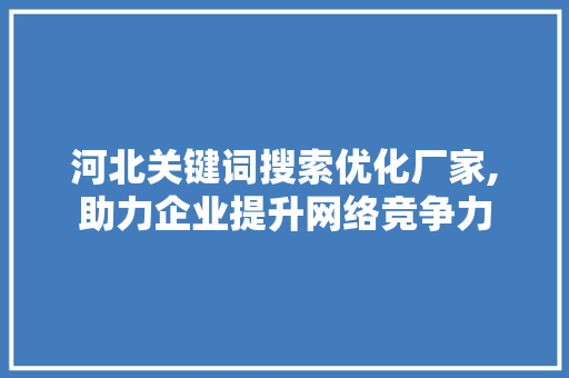 河北关键词搜索优化厂家,助力企业提升网络竞争力
