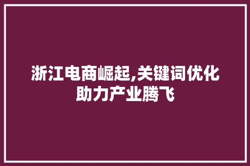 浙江电商崛起,关键词优化助力产业腾飞
