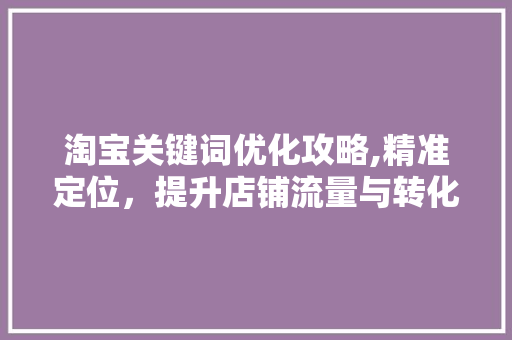 淘宝关键词优化攻略,精准定位，提升店铺流量与转化率