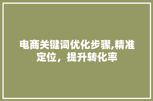 电商关键词优化步骤,精准定位，提升转化率  第1张