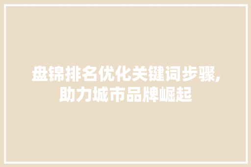 盘锦排名优化关键词步骤,助力城市品牌崛起