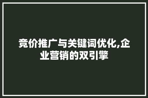 竞价推广与关键词优化,企业营销的双引擎