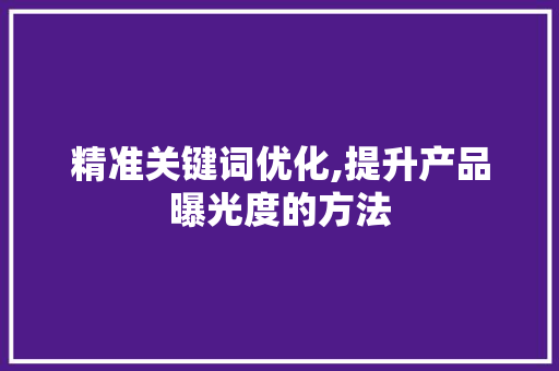 精准关键词优化,提升产品曝光度的方法