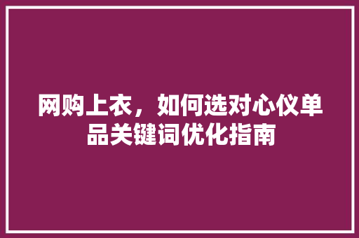 网购上衣，如何选对心仪单品关键词优化指南