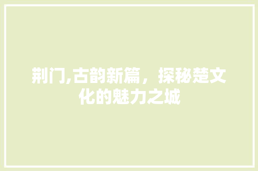 荆门,古韵新篇，探秘楚文化的魅力之城  第1张