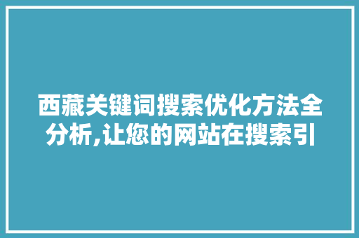 西藏关键词搜索优化方法全分析,让您的网站在搜索引擎中脱颖而出