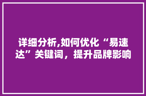 详细分析,如何优化“易速达”关键词，提升品牌影响力