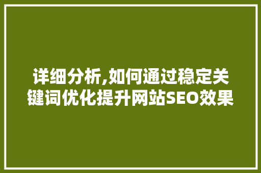 详细分析,如何通过稳定关键词优化提升网站SEO效果