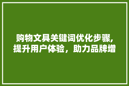购物文具关键词优化步骤,提升用户体验，助力品牌增长