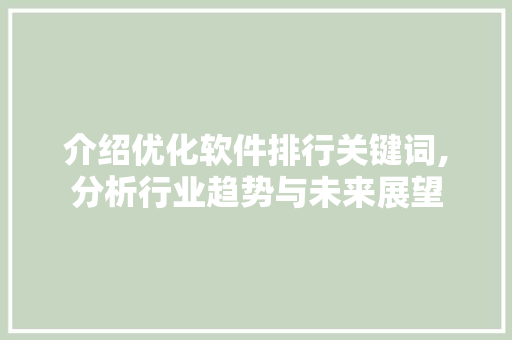 介绍优化软件排行关键词,分析行业趋势与未来展望