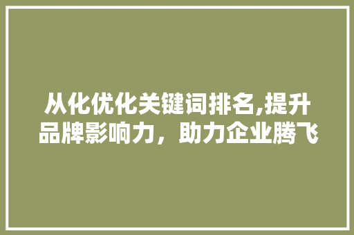 从化优化关键词排名,提升品牌影响力，助力企业腾飞